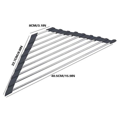 Trekantet Foldbar Vaskestativ Rustfrit Stål Rullet Op Opvaskestativ Hjørne Opvaskestativ Til Vask