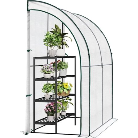 Rootz Premium Lean-to-drivhus - Havedrivhus - Udendørs drivhus - UV-beskyttelse - Holdbart design - Nem montering - 200 cm x 210 cm x 100 cm