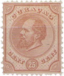 Curacao - 25 ct oranjebruin Willem III (nr. 7, ongebruikt)