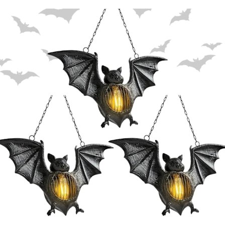 Fladdermuslampor 3 st Halloween Lykta Lätt att hänga Upp Läskig Fladdermusljus Utomhus LED Fladdermus Figur Dekor Ljus upp Spökhus Vägglampor Fest 