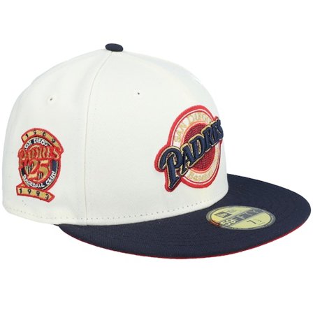 New Era - White Gorra - San Diego Padres Division 59FIFTY 25th Chrome/Navy Snapback @ Hatstore