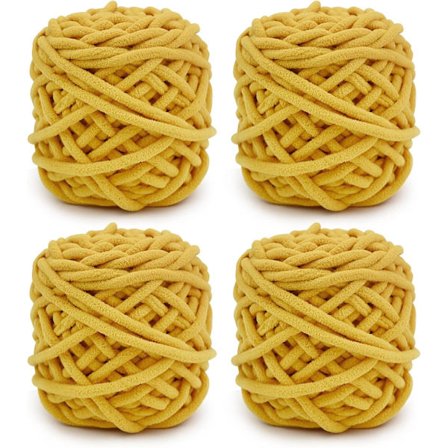 Garn 4 x 100g Flerfärgat Garn för Virkning, Mjukt Tjockt Garn, Gult_tfrf
