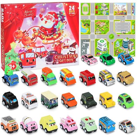 Adventskalender Mini Bil Leketøy, Adventskalender med 24 Leketøysbiler, Adventskalender for å Fylles Gutt