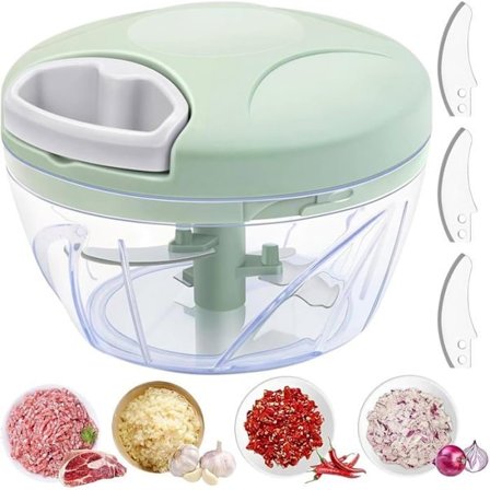 Løg Hakker, 500ml Mini Multifunktionel Manuel Blender, Manuel Hakker, til Hvidløg, Kød, Babymad, Frugt, Grøntsager