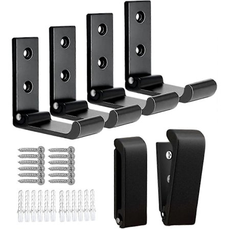 Foldbare Frakkekroge 6 stk Sorte Vægkroge Til Ophængning Rustfri Aluminium Foldbare Kroge Til Ophængning Vægmonterede Håndklæde Kroge Til Badeværelse 