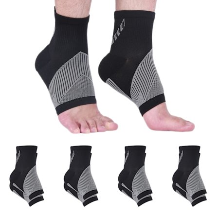 4-pak kompresjonssokker for kvinner og menn, ankelstøtte for forstuet ankel, fotbue-støttehylse, fotstøttebandasje, leddsmerter akillessenebetennelse 