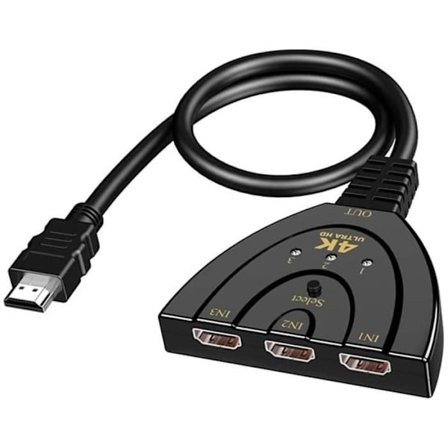 4K HDMI Switch, 3 Port HDMI Splitter 3 i 1 med HDMI Kabel, Understøtter 4K Full HD 1080P 3D, Plug and Play, HDMI[893]