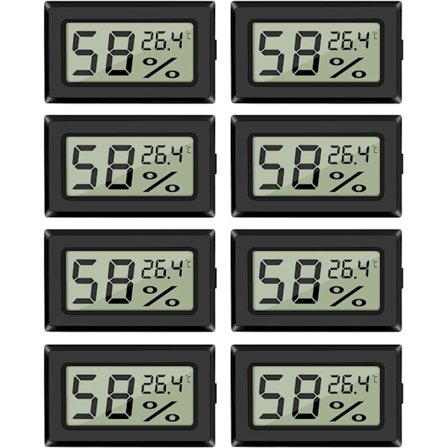 8 stk. Mini Termometer (°C) Indendørs Digital Hygrometer med Temperatursensor til Drivhus Bil Hjemmekontor