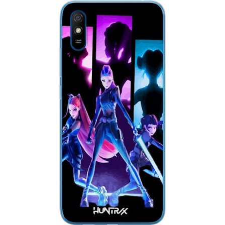 Yhteensopiva Puhelinkuori Xiaomi Xiaomi Redmi 9AT Tulevaisuutta ennustava tyttöryhmän kuva, jossa on neonvaloja ja voimakkaita värejä sci-fi-estee