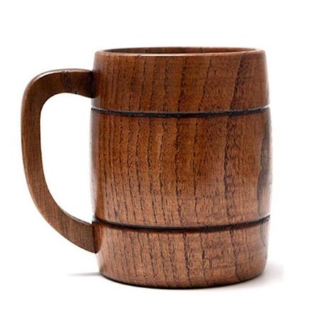 350ml/12oz puiset olutmukit, korkealaatuinen luonnollinen käsintehty retro ruskea puinen kuppi kahvalla teetä varten kahvi viini olut