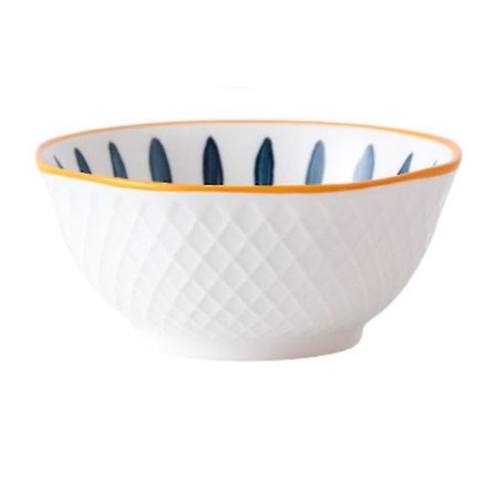 Japansk Stil Skål 5 Tommer Keramik Ris Blå Hvid Vintage