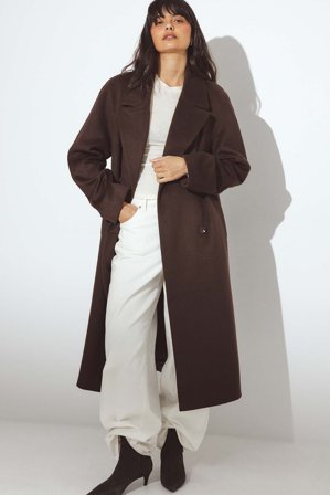 Premium Selection - Frakk i ullblanding - Premium kvalitet - Brun - EU 34