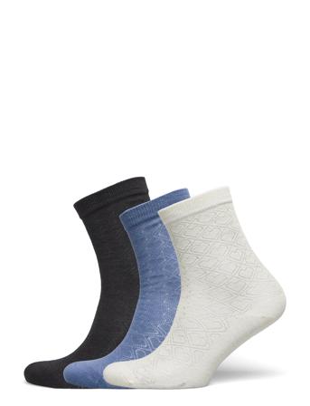 Signa Cotta Sock 3 Pack Lingerie Socks Regular Socks Blue Becksöndergaard