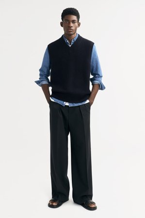 Soft Goat - Men's Vest - Men cashmere sweater - M - Navy