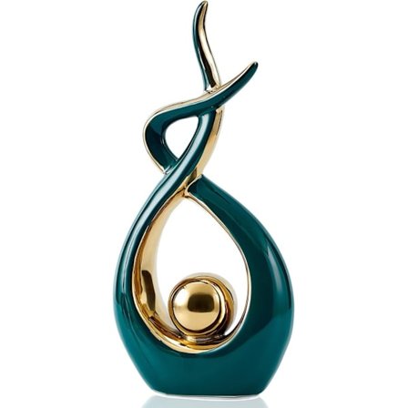Hemdekor Moderne Abstrakt Kunst Keramisk Statue, Dekoration til Stue, Sofabord Midterstykke - God Gaveidé 31 cm Høj (Grøn, Stor)