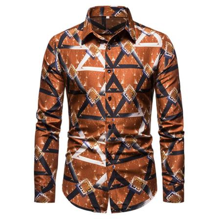 Hawaiiansk Skjorta För Män Mode Långärmad T-shirt Med Knapp Ner