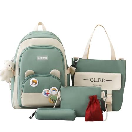 Opiskelijatytön reppu olkalaukku koululaukku -Piece Korean StyleFresh 3-6 Middle School Green 31*43*14cm