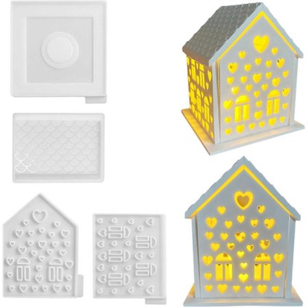 Silikoneforme Støbeforme 3D Huse Silikoneform, Huse 3D DIY Silikoneform Hus Støbeforme Huse Lysestage Gips til Støbning