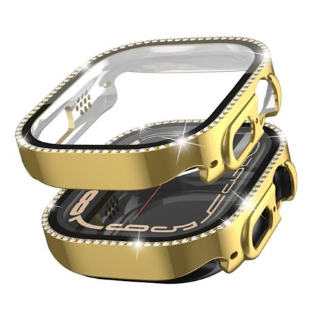 Apple Watch Ultra dubbelradigt strassdekorationshölje - Guld