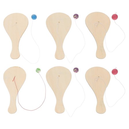 6 stk. træ bat bold spil indendørs udendørs bat bold legetøjsspil til børn