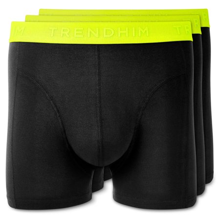 X-Large - FlexFeel | 3-Pack Black Cotton Boxer Briefs with Neon Yellow Waistband for Men