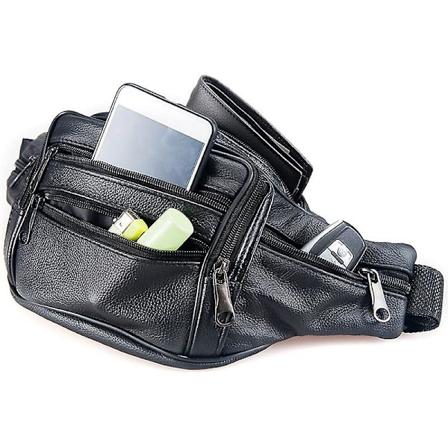 Ekte skinn Fanny Pack for menn utendørs reise midjeveske kuskinn stor størrelse 7 lommer brystvesker telefonpose løping camping