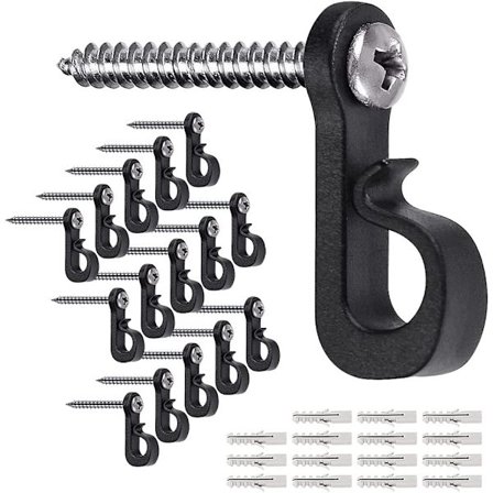 15 stk. Udendørs Glanskroge, Julelys Kroge med Skruer, Indendørs Udendørs Lys Krog Klips til at hænge Lysstreng