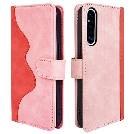 Tvåfärgat Sony Xperia 1 V fodral i läder - Rosa