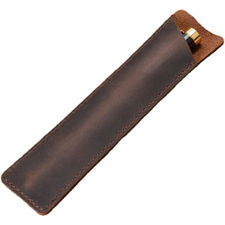 Mørkebrun - Crazy Horse Lær Penn Etui Håndlaget Fountain Protec