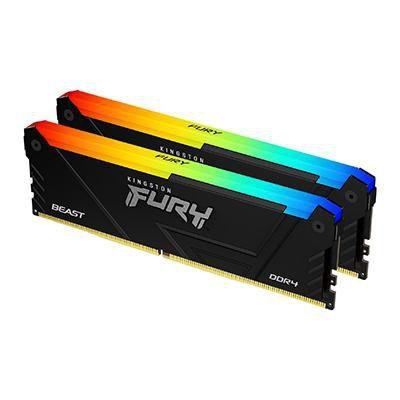 Kingston FURY Beast RGB - DDR4 - sett - 32 GB: 2 x 32 GB - DIMM 288-pin - 3600 MHz / PC4-28800 - ikke-bufret