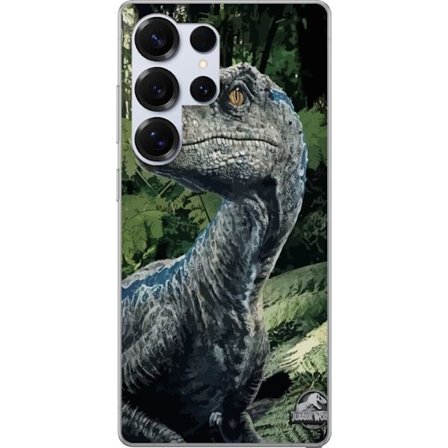 Kompatibelt Mobildeksel til Samsung Galaxy S25 Ultra Jurassic World dinosaur realistiskt portrett i jungelmiljø detaljert filmisk illustrasjon for din