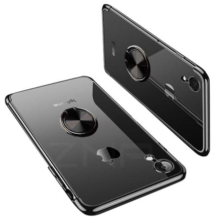 Iphone Xr - Praktiskt Silikonskal Med Ringhållare (floveme) Svart