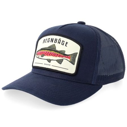 Skillfish - Blå trucker Keps - Kids Regnbåge Stor Navy A-frame Trucker @ Hatstore