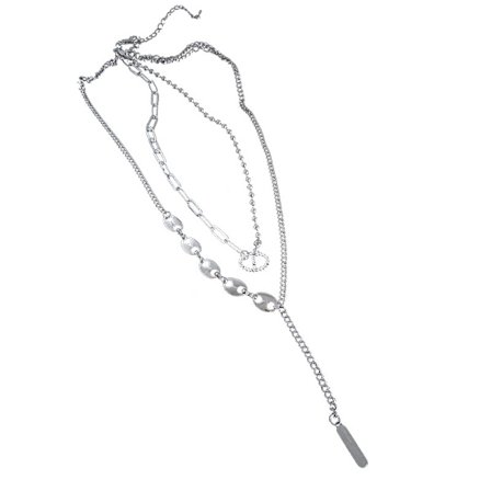 Geometrisk kedja dubbel halsband, kedja temperament mode person