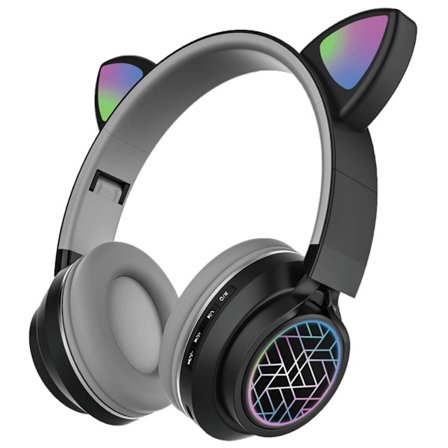 Gaming-hörlurar, EASARS Cat Ear-hörlurar, USB-hörlurar med infällbar brusreducerande mikrofon, 7.1 Surround Sound, LED-ljus-hörlurar