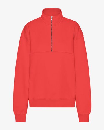 Organic Quarter Zip - Red Tangerine - Female - XS