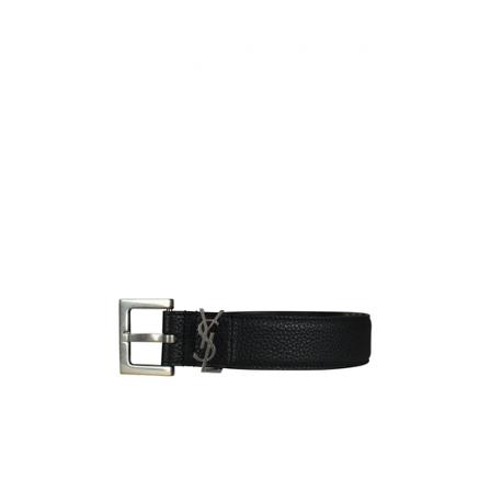 Saint Laurent, Monogrammed Belt Czarny, Mężczyzna, Rozmiar: 75 CM