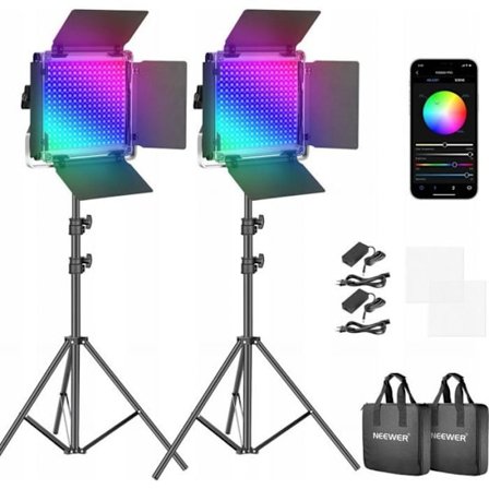Kit fotostudio Neewer Studio belysningskit 2 x Barn Light RVB 50 W 3 200-5 600 K + 2 x Stativ / RVB 660 Pro