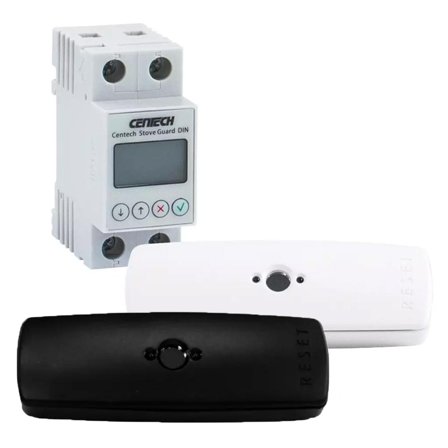 Cenika Komfyrvakt sort m/batteri og DIN-montert relé