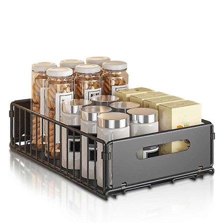 Utdragbar Köksförvaringshylla - Köksbänkshylla med Utskjutbar Låda för Kryddflaskor, Snacks & Mer A