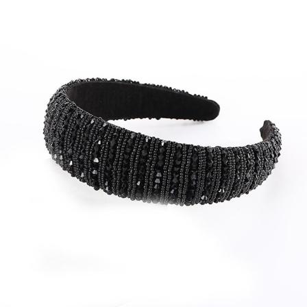 Svart Krystall Rhinestone Hodebånd Krystallutsmykket Hodebånd Fløyelsfôret Bredt Hårbånd Fest Bryllup Hodeplagg Hårtilbehør