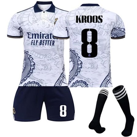 22-23 Real Madrid Fotbollströja Kit Fotbollsuniformer Set Barn KROOS 8 L