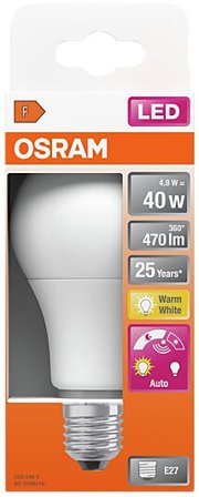 OSRAM LED Classic A 40 6W 2700K daylight sensor E27
