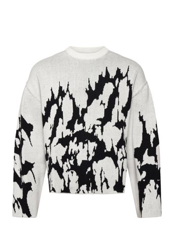 Weekday Boxy Graphic Jacquard Sweater - White - XS