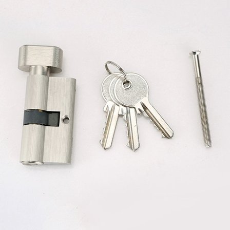 Knob Låskolv 30x30 mm för Ytterdörr/Entrédörr, 4 Stift, 3 Nycklar, Nickelförgylld