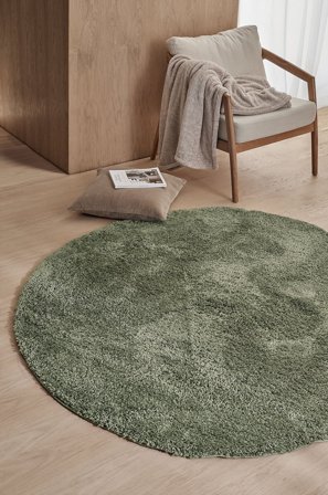 &Home - Flossteppe Lugo Round - Grønn - Lugg- & ryetepper - 200 - Fra Homeroom