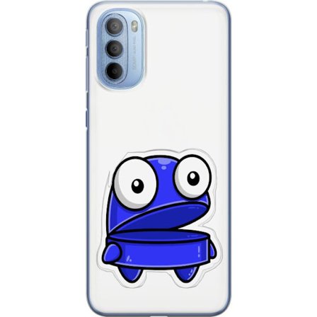 Kompatibel Mobilcover til Motorola Motorola Moto G31 Blå tegneseriefigur med åbent udtryk og store øjne i sjov illustration