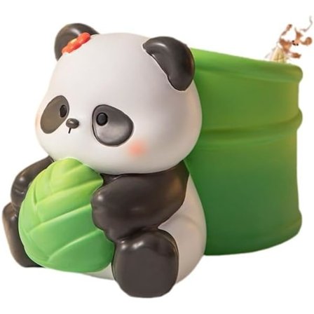Panda Bambu Pennhållare Bägare Förvaring Box Pennhållare Behållare Förvaringslåda Staty Dekoration Prydnad Skulptur Barn Student Kontor Skola Present