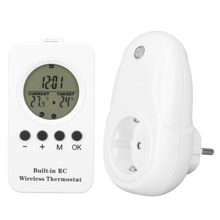 Trådlös termostat med LCD-fjärrkontroll, digital display, temperaturregulator med temperatursensor, EU-kontakt 220V