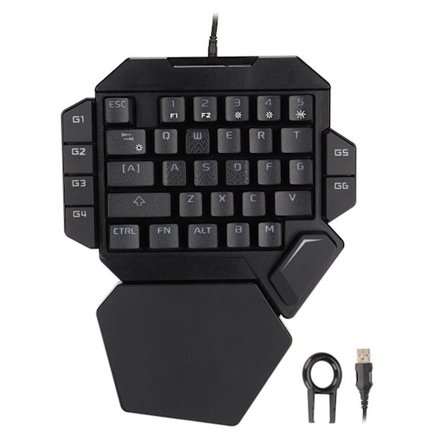 Enhånds tastatur 35 taster Presis sensitiv kontroll 6 programmerbare taster Ergonomisk design Halvt tastatur